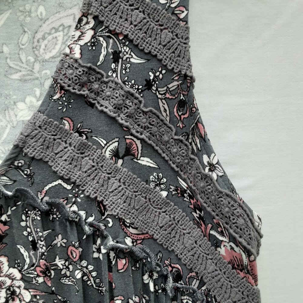 KNOX ROSE Grey Floral Sleeveless Tank Top | Size M - Picture 5 of 8